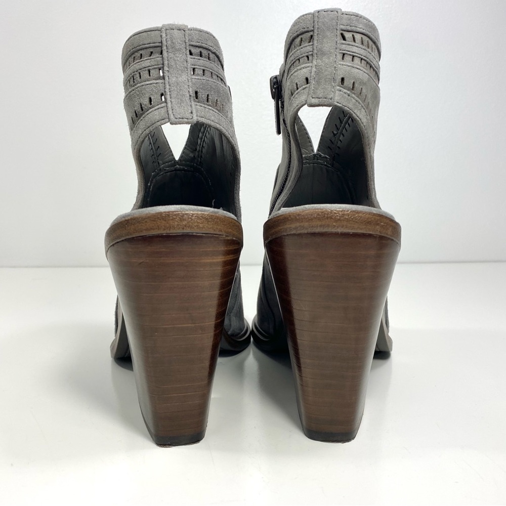 Vince Camuto Koral Gray Greystone Suede Perforated Open Toe Bootie Ankle Boots 9 - Picture 6 of 12